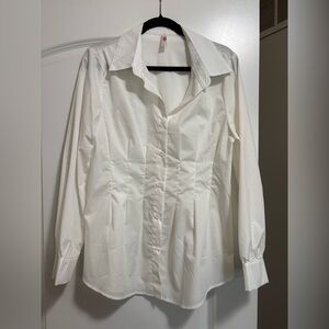 White Button-Up Peplum Shirt
